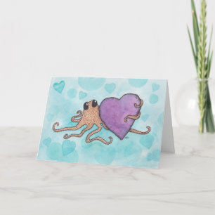 Valentine Heart Octopus Holiday Card