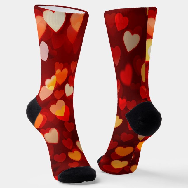 Valentine Heart Pattern Romantic Love Socks (Angled)