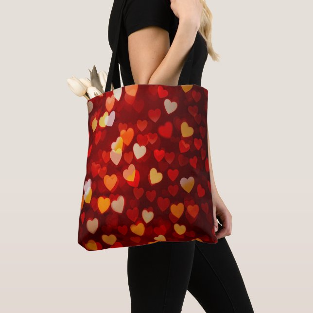Valentine Heart Pattern Romantic Love Tote Bag (Close Up)