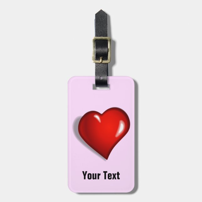 Valentine Heart Personalised Luggage Tags (Front Vertical)