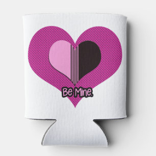 Valentine Heart Pink and Black Be Mine Can Cooler
