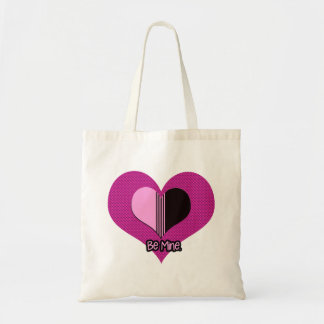 Valentine Heart Pink and Black Be Mine Tote Bag