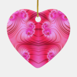 ~VALENTINE HEART ~ Pink Fractal ~ Ceramic Tree Decoration