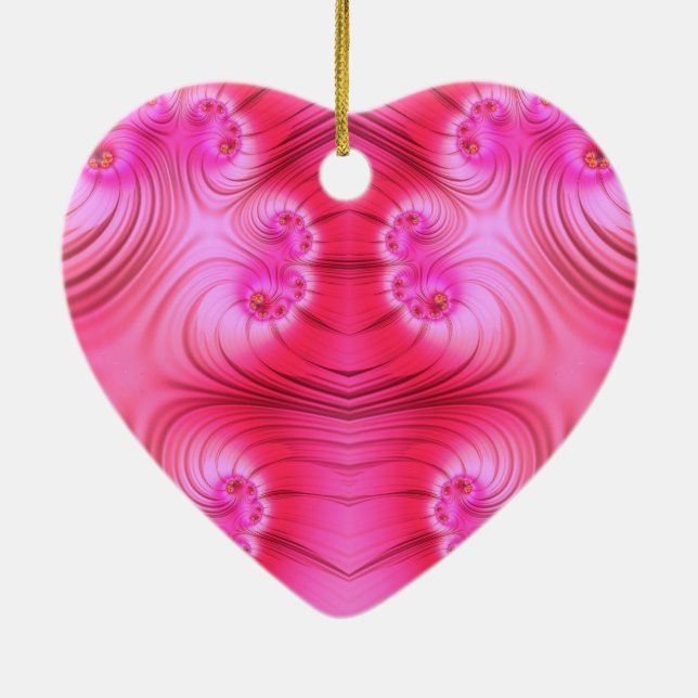 ~VALENTINE HEART ~ Pink Fractal ~  Ceramic Tree Decoration (Back)