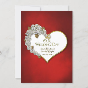 Valentine Heart/Roses - Wedding Invitation - Red