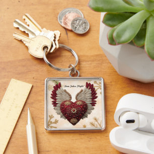"Valentine Heart Wings" Key Ring