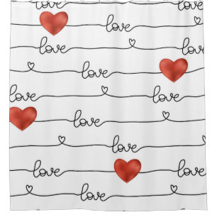 Valentine Hearts: 3D Line Design Shower Curtain
