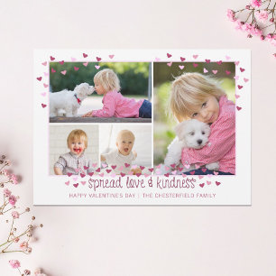 Valentine Hearts 4 Photo SPREAD LOVE AND KINDNESS Holiday Card