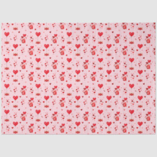 Valentine Hearts and Balloons on Pink Tissue Paper