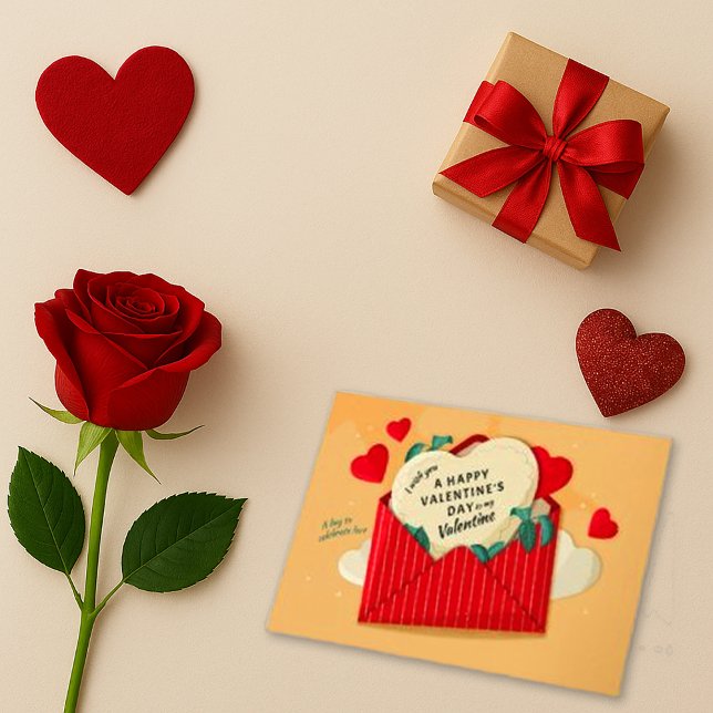 Valentine Hearts and Envelope Holiday Card (Creator Uploaded)