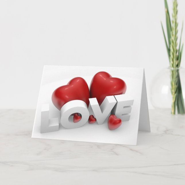 Valentine hearts and love word holiday card (Front)