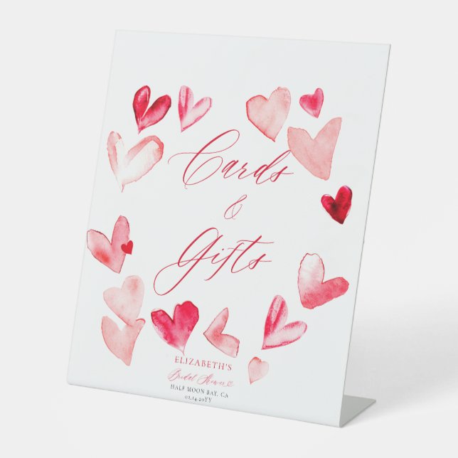 Valentine Hearts Bridal Shower Cards Gifts Sign (Front)
