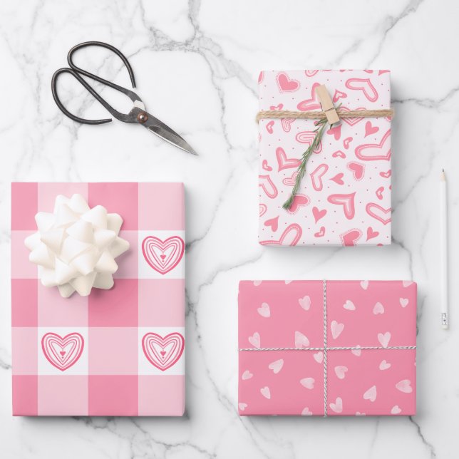 Valentine Hearts collection Wrapping Paper Sheet (Front)