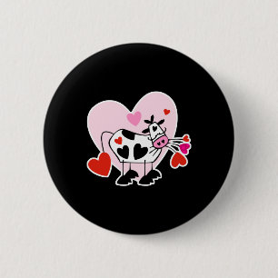 Valentine Hearts Cow 6 Cm Round Badge