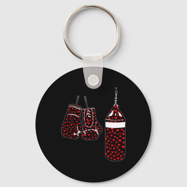 Valentine Hearts Cute Boxing Player Shape Matching Key Ring (Front)