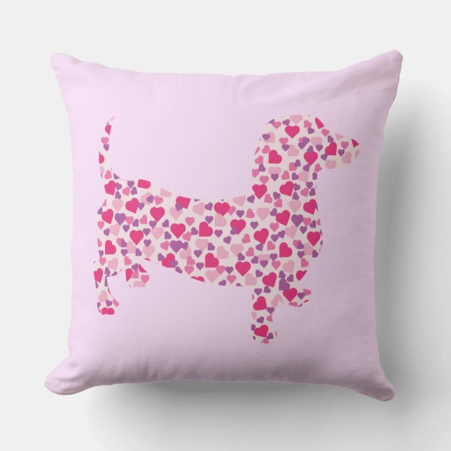 Valentine Hearts Dachshund Cushion (Front)