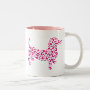 Valentine Hearts Dachshund Two-Tone Coffee Mug