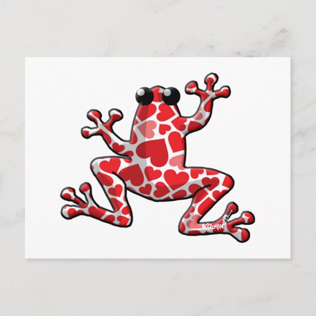 Valentine Hearts Frog Holiday Postcard (Front)
