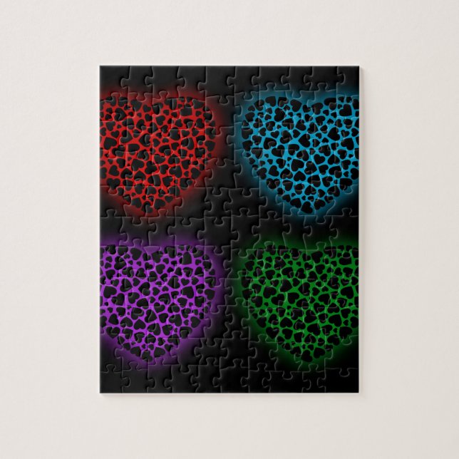 Valentine hearts glowing in the dark jigsaw puzzle (Vertical)