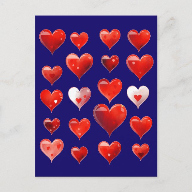 Valentine Hearts Holiday Postcard (Front)
