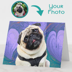 Valentine Hearts Love Purple Photo Greeting  Thank You Card