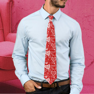Valentine Hearts Love Red White Tie