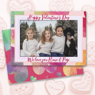 Valentine Hearts Love You Grandparents Flat Card