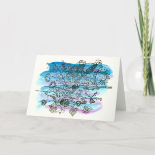 Valentine Hearts on Blue and Purple Customisable Holiday Card