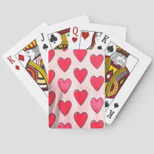 Valentine Hearts on Deck of Classic Playing Cards