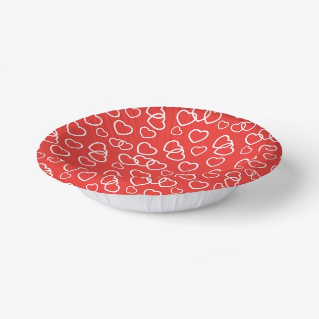 Valentine Hearts Paper Bowl Plate (Angled)