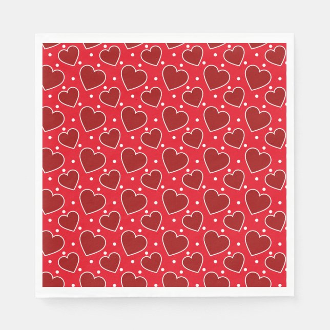 Valentine Hearts Paper Napkins (Front)