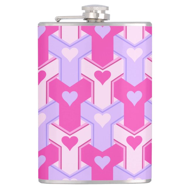 Valentine Hearts Pattern Flask (Front)