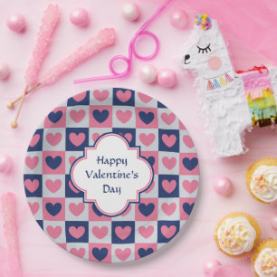 Valentine Hearts Pattern Paper Plate