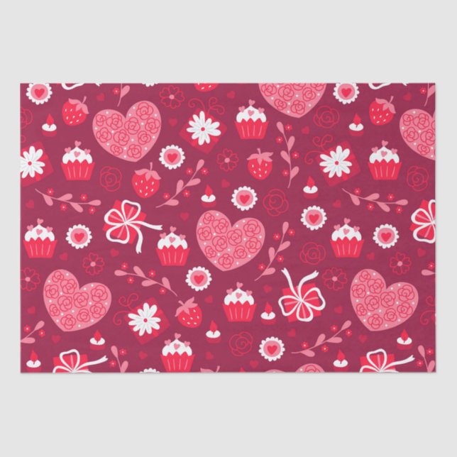 Valentine hearts pattern tissue paper (Front)