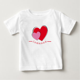 Valentine Hearts Personalised Baby Baby T-Shirt