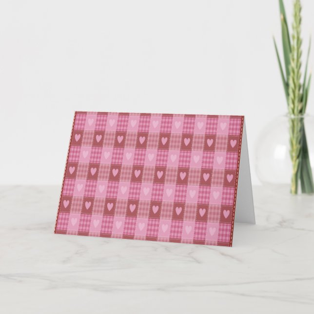 Valentine Hearts Plaid Card (Front)