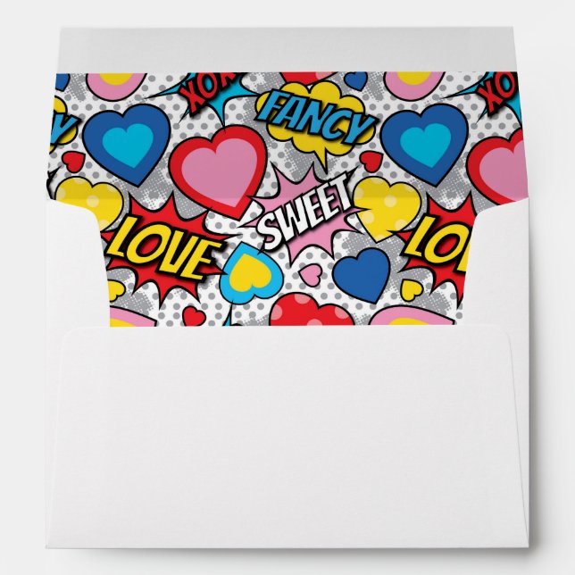 Valentine Hearts Pop Art Envelope (Back (Bottom))