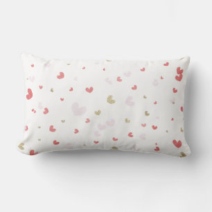 Valentine Hearts Red Pink & Gold Lumbar Cushion