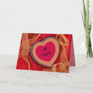 Valentine hearts ribbons red & gold Be Mine Holiday Card
