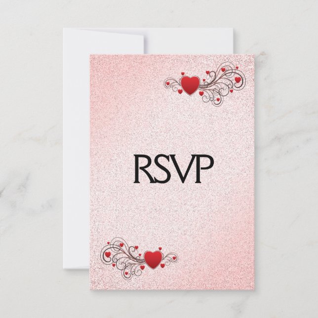 Valentine Hearts RSVP with Menu Choice (Front)