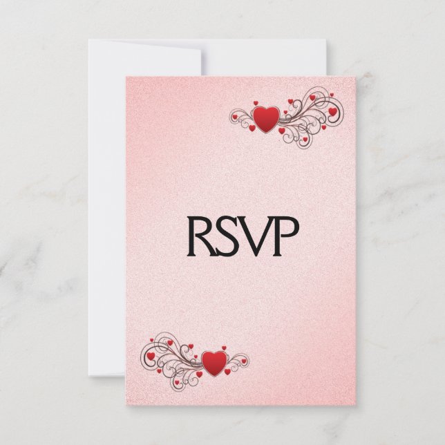 Valentine Hearts RSVP with Menu Choice (Front)