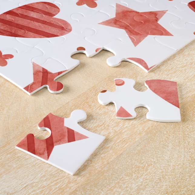 Valentine Hearts & Stars Pattern Jigsaw Puzzle (Side)