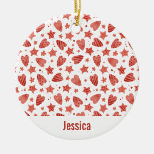 Valentine Hearts & Stars Pattern Ornament
