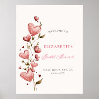 Valentine Hearts Vine Whimsy Bridal Shower Welcome