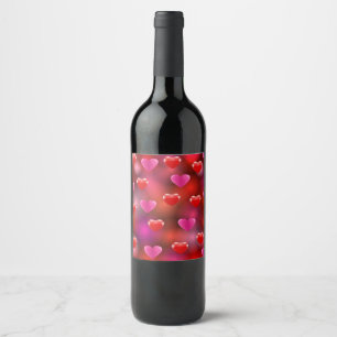 Valentine Hearts Wine Label