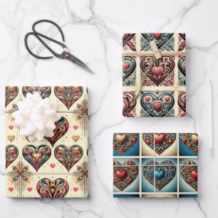 Valentine Hearts Wrapping Paper Sheet