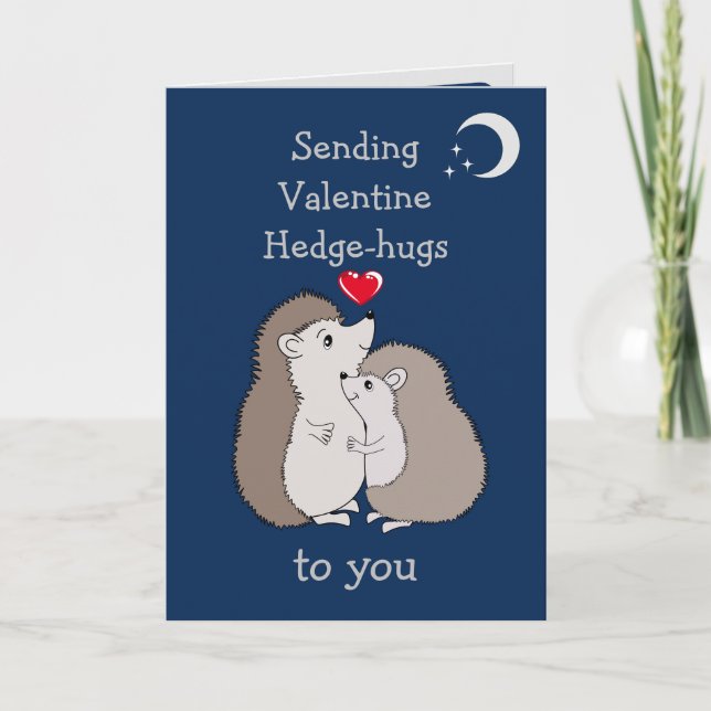Valentine Hedhehog Hedge-hugs  Card (Front)