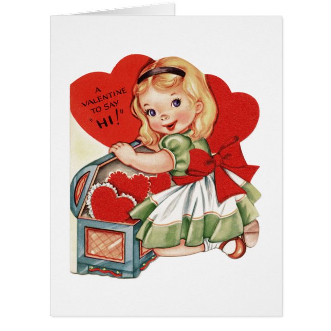 Valentine Hi and Little Girl Big Greeting Card (Front)