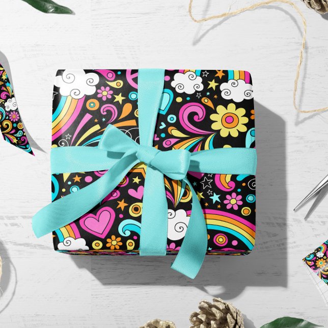 Valentine Hippie Peace Love | Valentine Gift Wrap (Creator Uploaded)