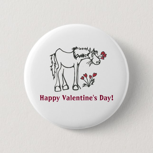Valentine Horse Custom Message Button (Front)